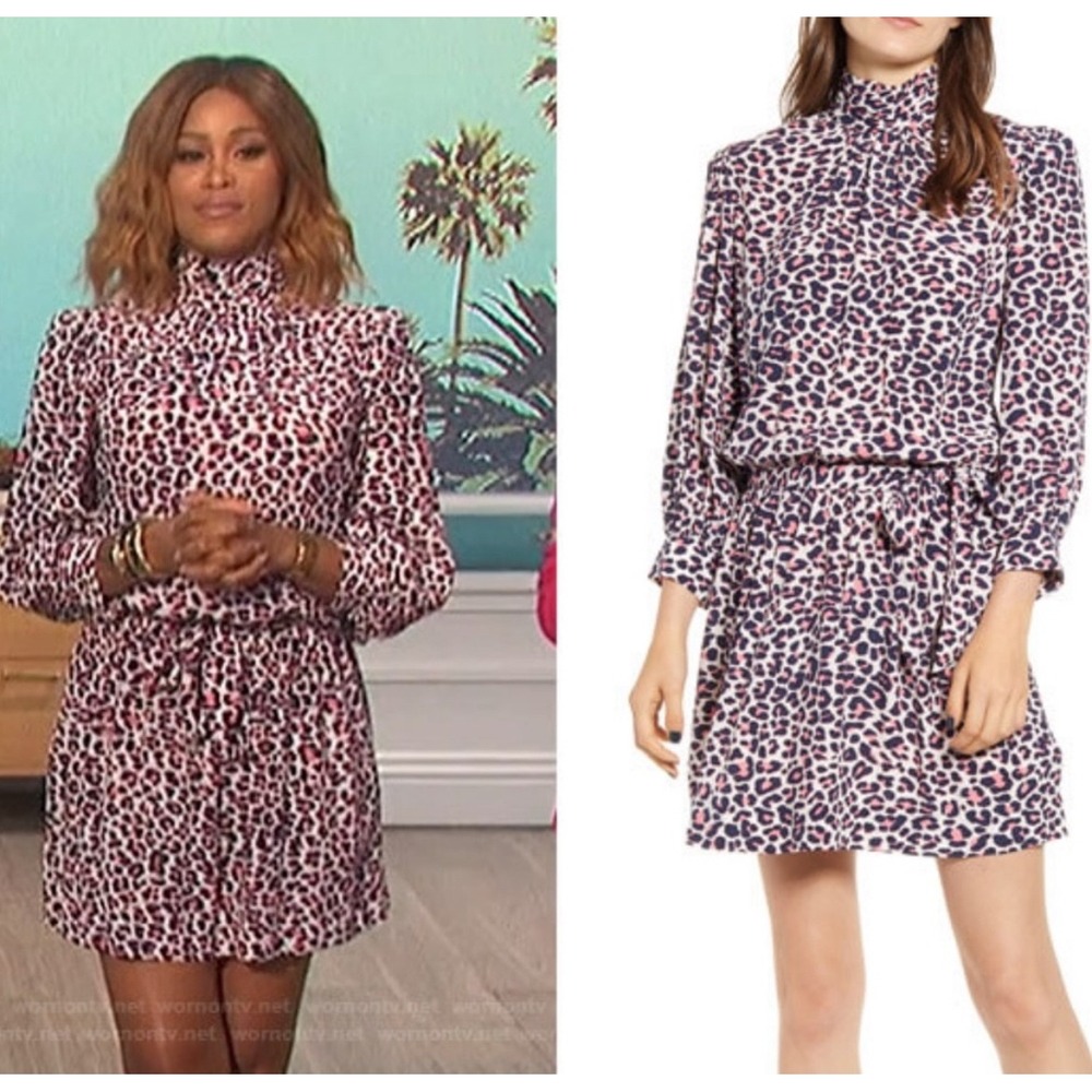ZADIG & VOLTAIRE Rivali print‎ leopard animal mini dress Small pink high neck
